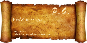 Prém Olga névjegykártya